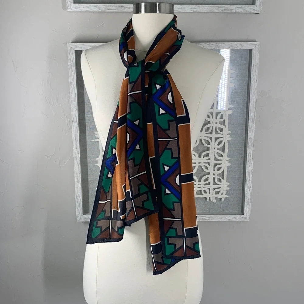 Echo silk scarf with aztec southwestern print